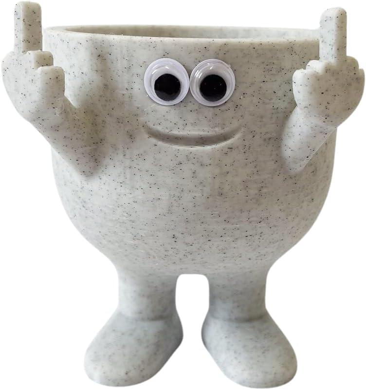 Humorous Planter: Standing Middle Finger Plant Pot with Cuteness