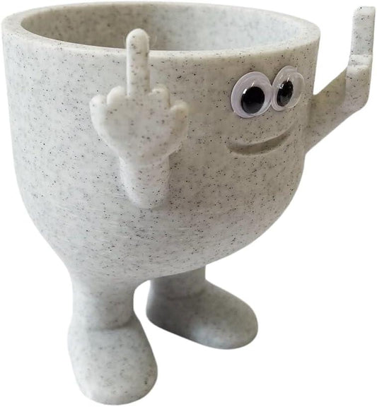 Humorous Planter: Standing Middle Finger Plant Pot with Cuteness