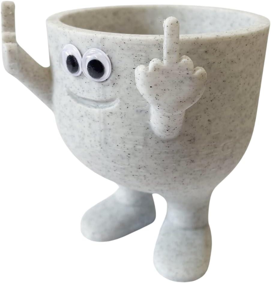 Humorous Planter: Standing Middle Finger Plant Pot with Cuteness