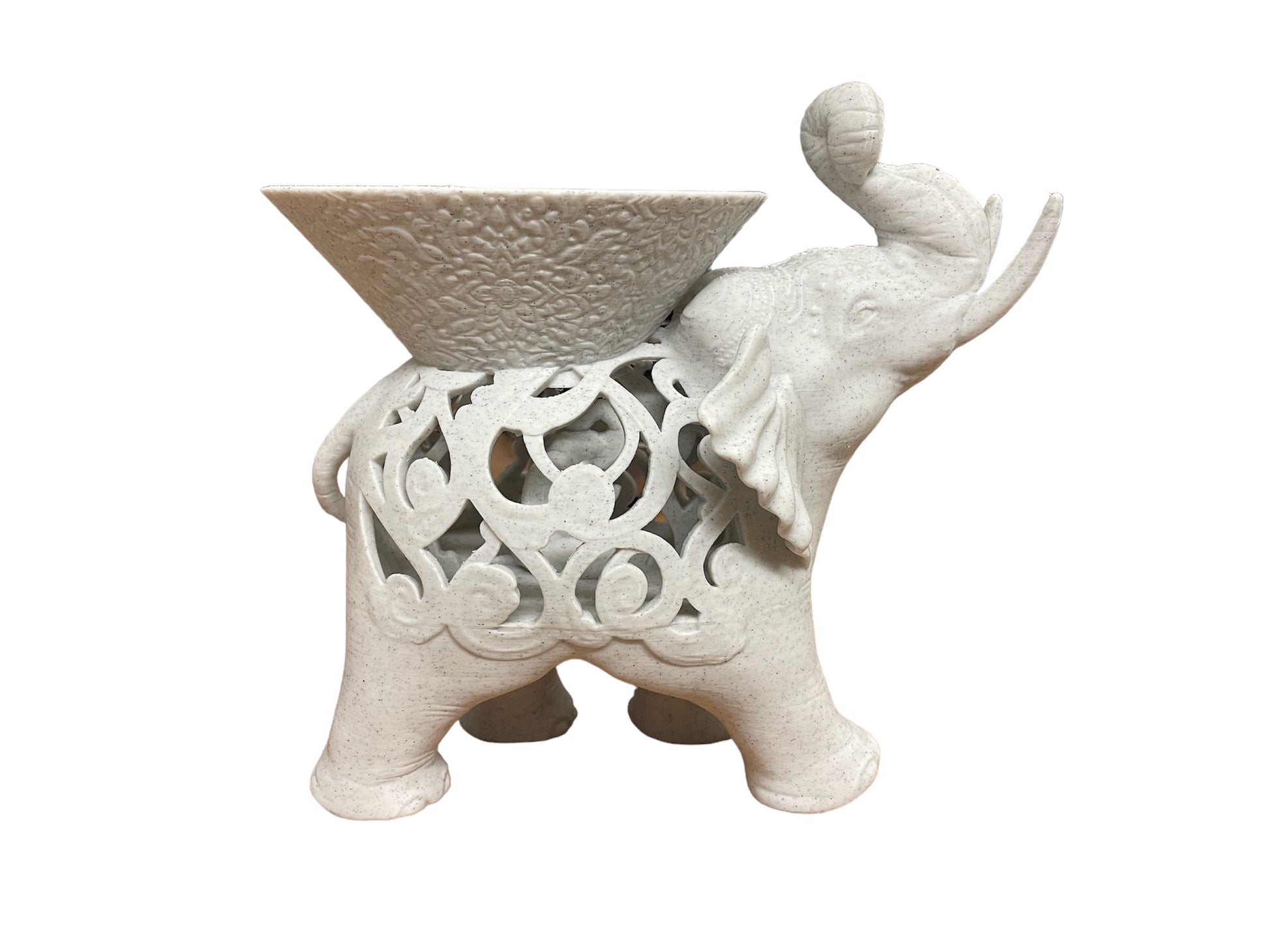 Artisan-Crafted Elegance: 3D Printed Marble Elephant Incense Holder